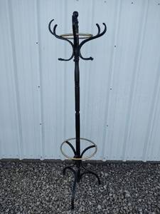 lot 442 image: Traditional Black HatCoat Stand with Gold Rings