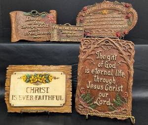 lot 460 image: Vintage Religious Scripture Wall Plaques Collection