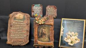 lot 461 image: Vintage Religious Wall Plaque Collection with Home Blessings