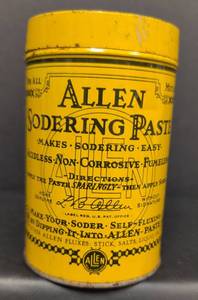 lot 464 image: Allen Soldering Paste Tin - National Board Approved