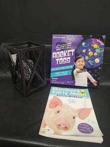 lot 474 image: Modern Black Battery Operated Geometric LED Lantern, Planetary Toss Game and More