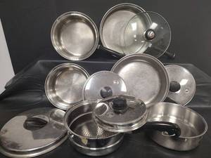 lot 483 image: Lifetime Saladmaster Cookware Stainless Steel Pan Set