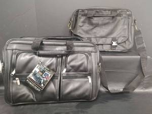 lot 485 image: New Professional Portfolio Leather Look Twin Pocket Briefcase and Business Portfolio
