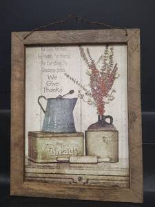 lot 489 image: Rustic We Give Thanks Framed Wall Art