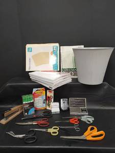 lot 520 image: Office Supply Bundle - Digital Scales, Notebook Paper, Scissors and More