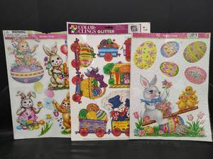 lot 527 image: Vintage Easter Bunny Glitter Window Clings Set