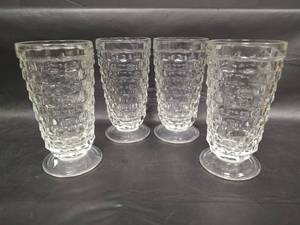lot 562 image: American Fostoria Cube Pattern Glass Tumblers Set of 4