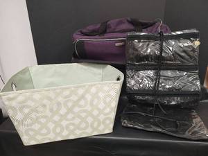 lot 570 image: American Tourister Travel Rolling Duffle Bag, MK Hanging Accessory Bag and Canvas Tote