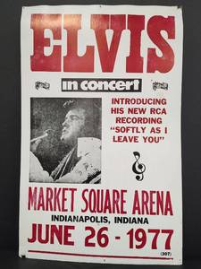lot 572 image: 1977 Elvis Market Square Arena Concert Poster, 14 x 22