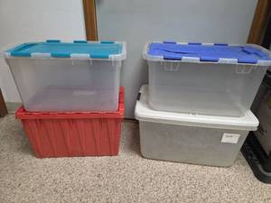 lot 589 image: Large Plastic Storage Containers Set