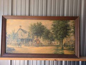 lot 808 image: Colonial Stagecoach Stop Print