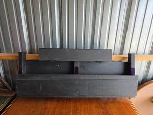 lot 820 image: Rustic Wood Wall-Mounted Storage Shelf