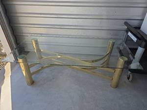 lot 830 image: Modern Brass and Glass Coffee Table