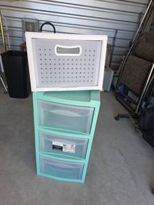lot 835 image: Mint Green Storage Drawer Set  with White Drawer