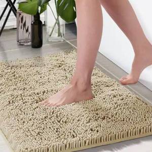 lot 5892 image: Deconovo Bath Mats - 36x24, Shower Mat, Soft Plush, Striped, Absorbent Indoor, Premium Pebble
