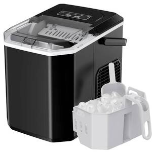 lot 6149 image: Ice Maker Countertop, Portable Ice Machine with Carry Handle, Self-Cleaning Ice Makers with Basket and Scoop, 9 Cubes in 6 Mins, 26 lbs per Day, Ideal for Home, Kitchen, Camping, RV, Black