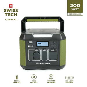 lot 6257 image: Swiss Tech 200W Portable Power Station  193Wh  Solar Generator for Camping and Travel  Charging  New