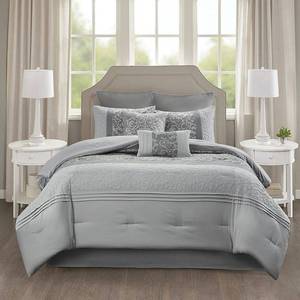 lot 6269 image: 8pc King Casey Embroidered Comforter Set Gray - 510 Design