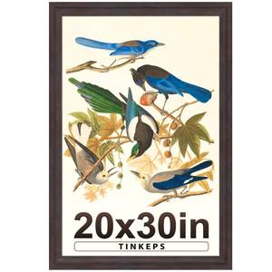 lot 6120 image: Tinkeps 20x30 Poster Frame Walnut with Black Back Board, Curved Extra Wide Edges, Wooden Vintage Style 20x30 Picture Frame for Wall Decor.