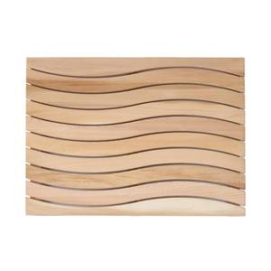 lot 6121 image: bingaai Cedar Wood Bath Mat 31.5 x&nbsp 23.63, Wave Design Wood Shower Mat, Wood Bathroom Mat Non-Slip for Bathtub Sauna Spa Home, Wooden Floor Mat Large for Indoor and Outdoor Shower