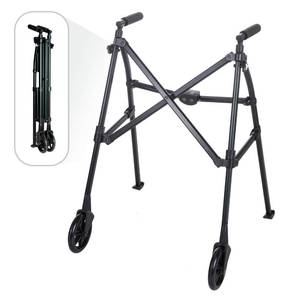 lot 6122 image: Stander Space Saver Walker, Lightweight Folding Rolling Mobility Aid for Seniors & Adults, Compact 2-Wheel Disability Device with 6-inch Wheels & Ski Glides for Walking Support, Matte Black