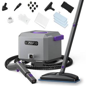 lot 65468 image: awasky Steam Cleaner Fast 50-Sec Heat-Up-21-Piece Kit-0.6Gal (2.2L) Tank Refill Anytime-No Cooling-Detachable Hose Multi Steamer Mop for Home Car Bed Furniture Tile Grout Floor Kitchen Cleaning Grey - Retail $159.99