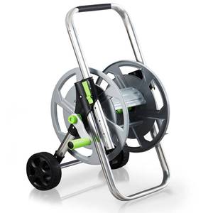 lot 65470 image: Garden Hose Reel Cart, Holds 75-150 Feet of 58-Inch Hose, Portable Hose Reel Cart With Wheels,Adjustable Handrail, Quick Hose Connector