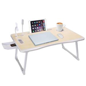 lot 65471 image: Laptop Bed Table, Laptop Desk for Bed, Foldable Laptop Bed Desk with USB Charge Port, Handle, Desktop Card Slot, Cup Slot, Side Drawer, Portable Laptop Table for Bed Eating Reading Working