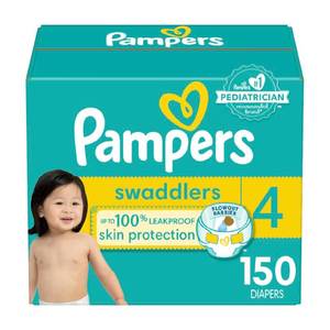 lot 65476 image: Pampers Baby Diapers - Swaddlers - Size 4, 150 Count, Ultra Absorbent Disposable Infant Diaper