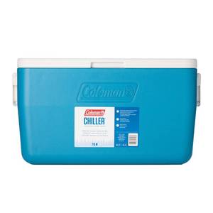lot 65478 image: Coleman Chiller 48qt Insulated Portable Cooler with Ice Retention & Heavy-Duty Handles, Made in USA, Great for Camping, Tailgating, Parties, Sports, Concerts & More