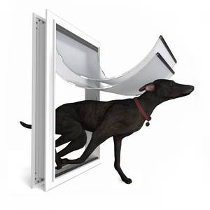 lot 65479 image: Extra Large Dog Door for Exterior Doors, Heavy Duty Aluminum Doggy Door for Extreme Weather, Cutout Size 14 12W x 25 18H, Giant Dog Door Up to 220 lbs, Lockable, Sliver