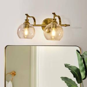 lot 65485 image: ANDY STAR 2 Light Bathroom Vanity Light, Brushed Gold Bathroom Light Fixtures, Wall Lighting with Clear Globe Glass Shades, Brass Wall Sconce for Living Room, Bedroom, Hallway