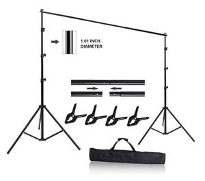 lot 65486 image: HYJ-INC 10ft x 8.5ft Adjustable Photography Backdrop Support System Photo Video Studio Muslin Background Stand Kit with Carry Bag