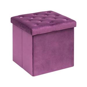lot 65496 image: B FSOBEIIALEO Storage Ottoman Cube Velvet Tufted Folding Ottomans with Lid, Footstool Rest Padded Seat for Bedroom (Purple, Medium)