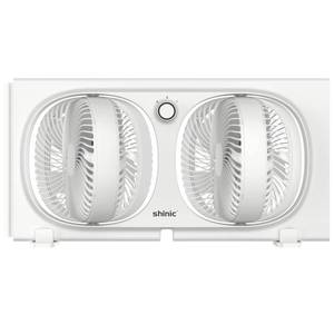 lot 68195 image: shinic 9 Twin Window Fan with 180°90° Rotatable Fans, 2-Speeds, Vertical Window Fan with Rigid &amp Accordion Expanders, Width Adjustable (21.65 To 33.27), Ideal for Home, Kitchen, Bedroom, Office