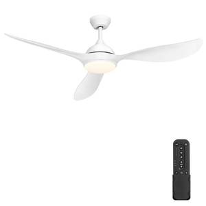 lot 68196 image: Phylluz 56 White Ceiling Fan with Lights - 3 Blades, Remote Controlled, Silent DC Motor IndoorOutdoor Fan for Covered Patio, Screen Porch, Living Room