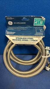 lot 1087 image: GE 4 Universal Stainless Steel Washer Hoses 2-Pack