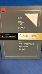 lot 1105 image: Southworth Blue Parchment Paper - Premium 24lb Weight