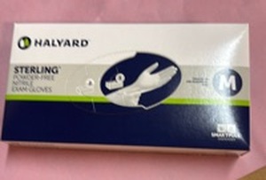 lot 13 image: Halyard Sterling Nitrile Exam Gloves - Size Medium, 100 count.