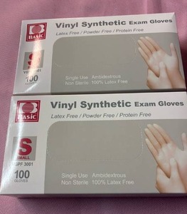 lot 1022 image: 2-Basic Vinyl Synthetic Exam Gloves - Small (100 Count)