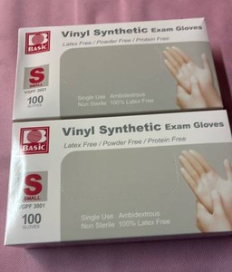 lot 1023 image: 2-Basic Vinyl Synthetic Exam Gloves - Small, 100ct