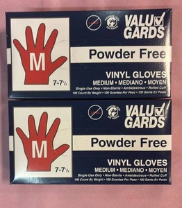 lot 1025 image: 2-ValuGards Powder-Free Vinyl Gloves - Medium (100 Count)