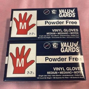 lot 1027 image: Value Gards Powder-Free Vinyl Gloves Medium Size - 2 Boxes