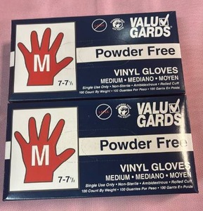 lot 1028 image: ValuGards Powder-Free Vinyl Gloves Medium (2 Boxes)