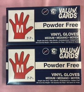 lot 1029 image: Value Gards Powder Free Vinyl Gloves - Medium (2 Boxes)