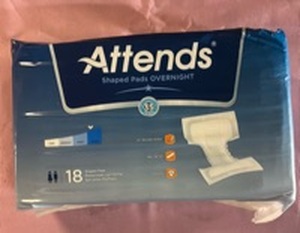 lot 1043 image: Attends Overnight Shaped Pads - Pack of 18