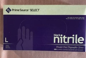 lot 1050 image: Prime Source Select Black Nitrile Gloves - Large (100 Count)