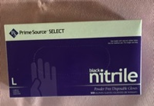 lot 1051 image: Prime Source Select Black Nitrile Disposable Gloves Large (100ct)