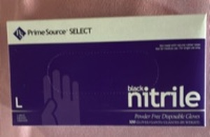 lot 1052 image: PrimeSource Select Black Nitrile Powder-Free Disposable Gloves (Large)