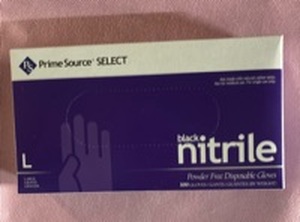 lot 1054 image: Prime Source Black Nitrile Powder-Free Disposable Gloves (Large)